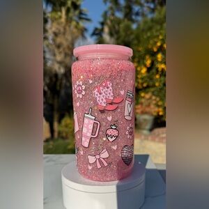 Country girl iced coffee books cactus bows snow globe glass Tumbler 16oz